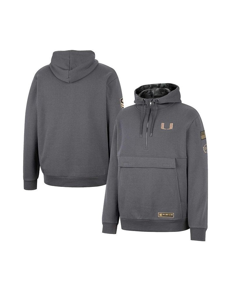 Men's Charcoal Miami Hurricanes OHT Military Inspired Appreciation Quarter-Zip Hoodie $32.20 Sweatshirt