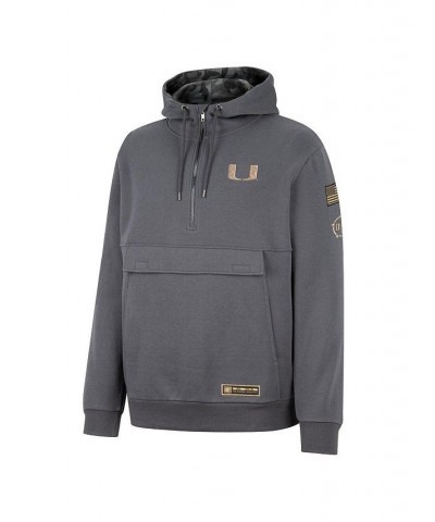 Men's Charcoal Miami Hurricanes OHT Military Inspired Appreciation Quarter-Zip Hoodie $32.20 Sweatshirt