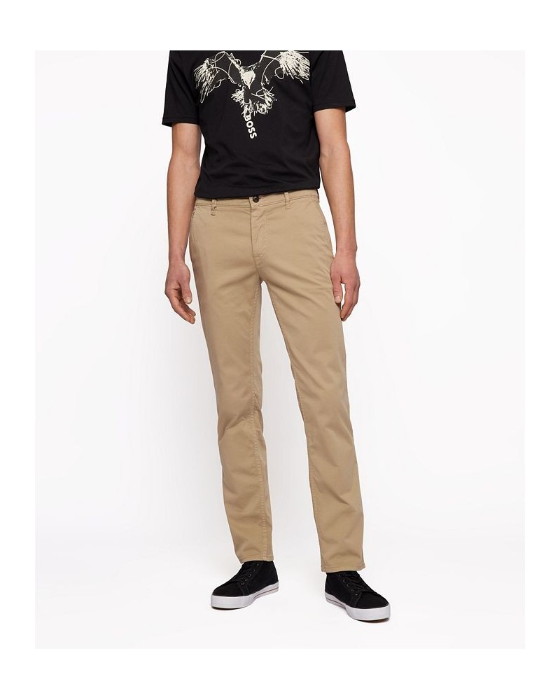 BOSS Men's Slim-Fit Trousers Brown $53.72 Pants