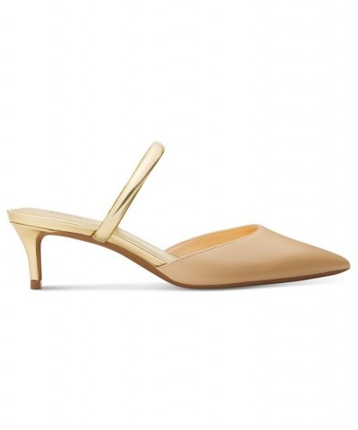 Women's Jessa Flex Mule Kitten-Heel Pumps Tan/Beige $60.75 Shoes