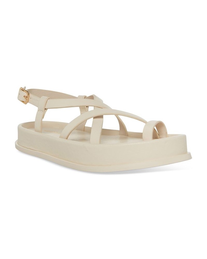 Tropez Strappy Toe-Ring Footbed Sandals Tan/Beige $33.15 Shoes