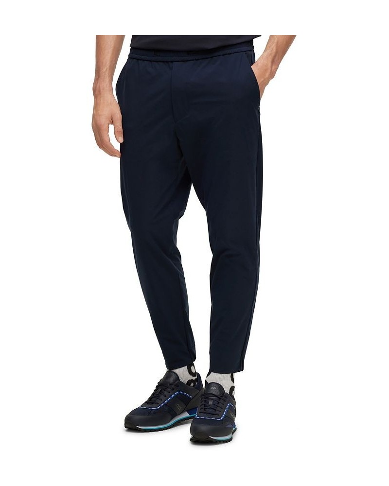 BOSS Men's Tapered-Fit Lightweight Water-Repellent Stretch Poplin Trousers Blue $65.52 Pants