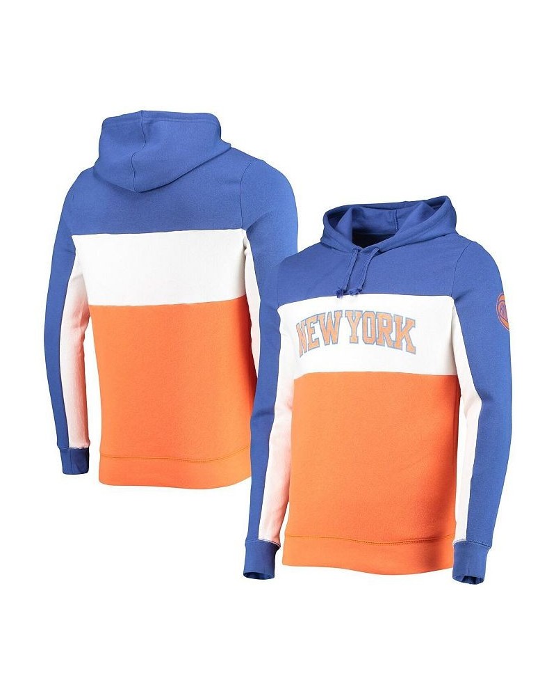 Men's Blue, White New York Knicks Wordmark Colorblock Fleece Pullover Hoodie $33.47 Sweatshirt