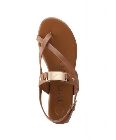 Women's Sadra Ankle Strap Flat Sandals Tan/Beige $33.60 Shoes