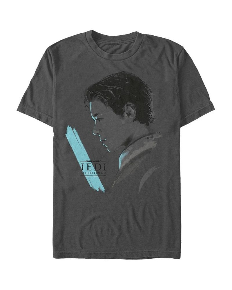 Star Wars Men's Jedi Fallen Order Blue Saber T-shirt Gray $18.19 T-Shirts