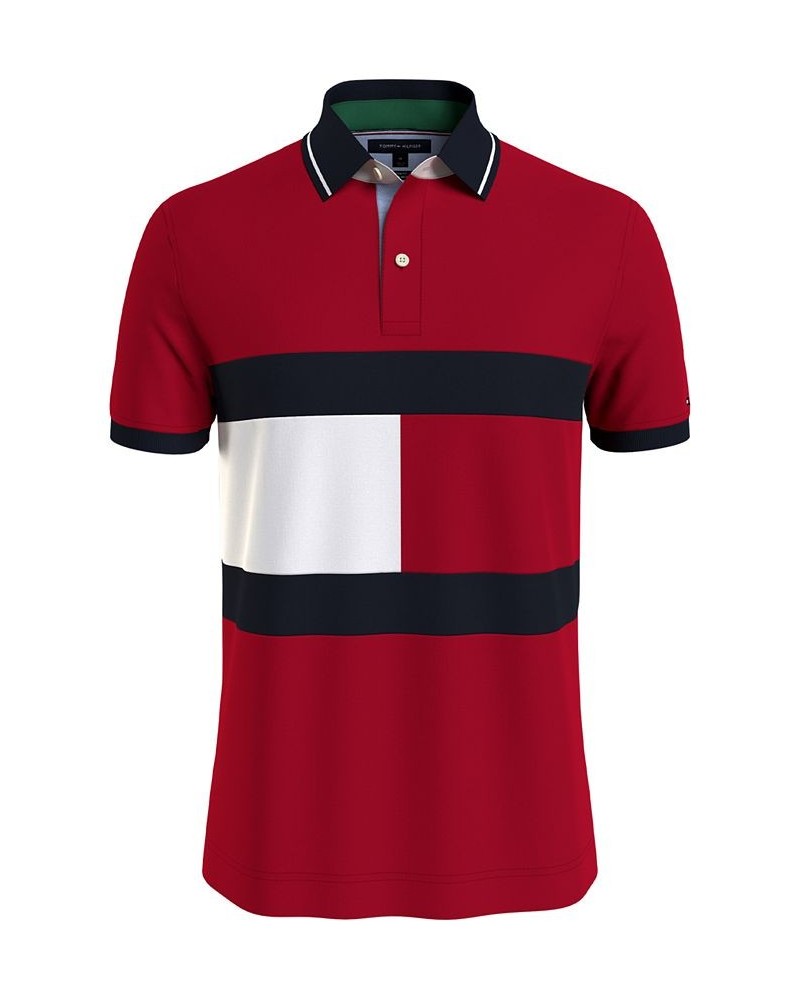 Men's TH FLEX Hilfiger Flag Custom Fit Polo Red $35.04 Polo Shirts