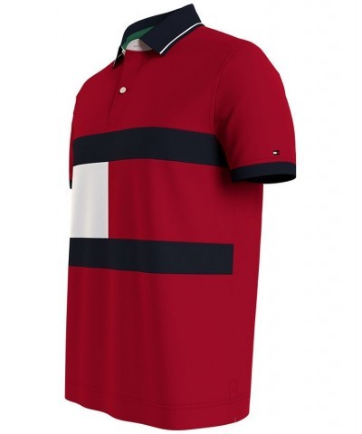 Men's TH FLEX Hilfiger Flag Custom Fit Polo Red $35.04 Polo Shirts