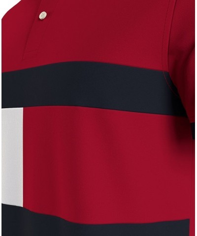 Men's TH FLEX Hilfiger Flag Custom Fit Polo Red $35.04 Polo Shirts