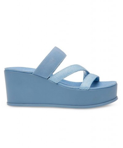 Women's Vai Slip-On Platform Sandals Blue $31.60 Shoes