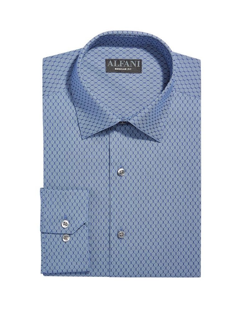 Men's Regular Fit 2-Way Stretch Performance Shirt Navy White $19.57 Dress Shirts