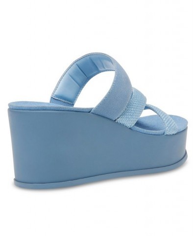 Women's Vai Slip-On Platform Sandals Blue $31.60 Shoes