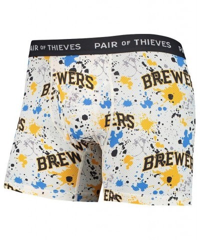 Men's White and Navy Milwaukee Brewers Super Fit 2-Pack Boxer Briefs Set $21.50 Underwear