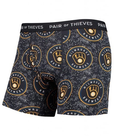 Men's White and Navy Milwaukee Brewers Super Fit 2-Pack Boxer Briefs Set $21.50 Underwear