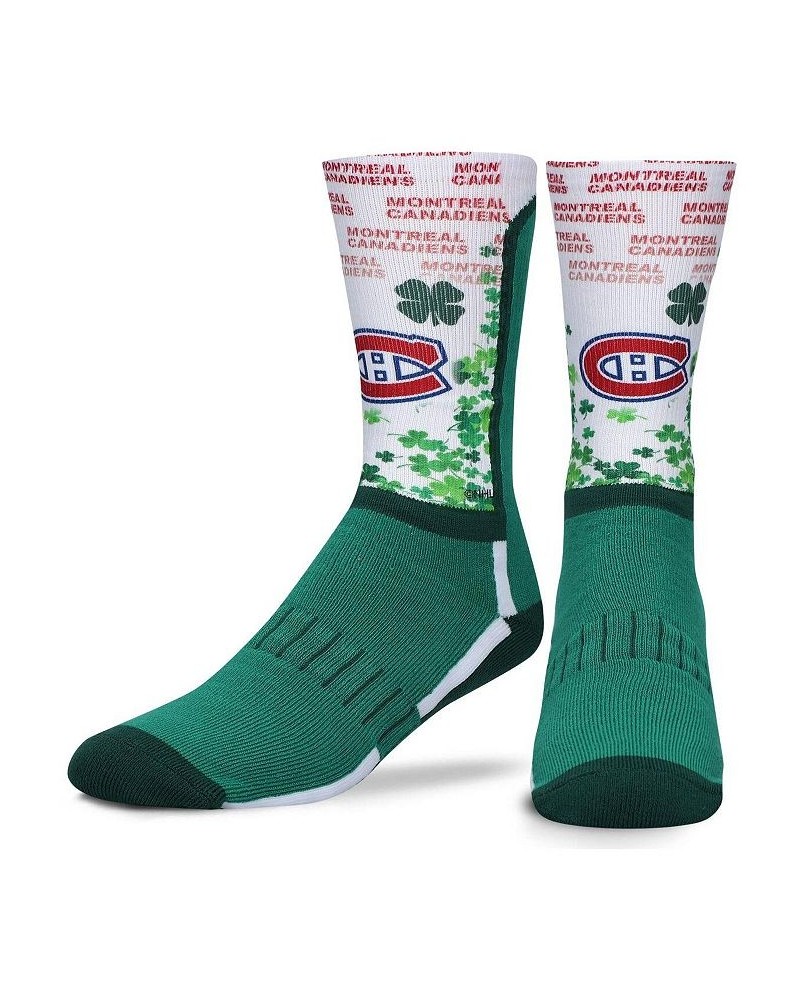 Men's Montreal Canadians Four Leaf St. Patrick's Day V-Curve Crew Socks $12.18 Socks