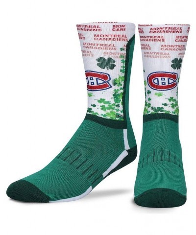 Men's Montreal Canadians Four Leaf St. Patrick's Day V-Curve Crew Socks $12.18 Socks