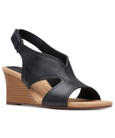 Women's Kyarra Aster Cutout Wedge Sandals Black $42.51 Shoes