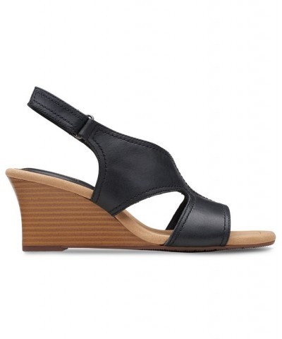 Women's Kyarra Aster Cutout Wedge Sandals Black $42.51 Shoes