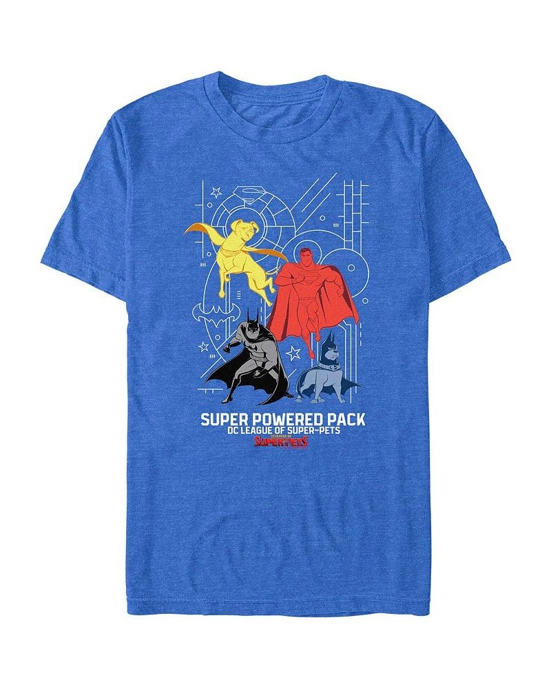 Men's Super Pets Power Pack Short Sleeve T-shirt Blue $19.24 T-Shirts