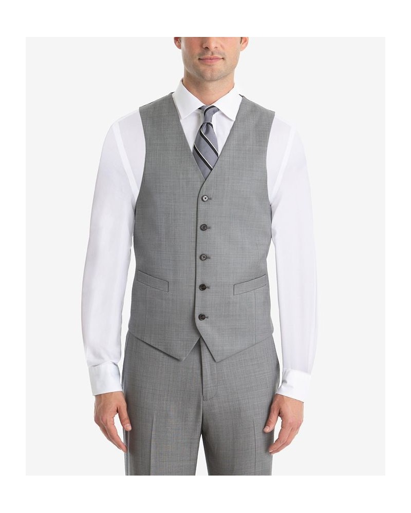 Men's UltraFlex Classic-Fit Light Grey Sharkskin Wool Vest $33.79 Suits