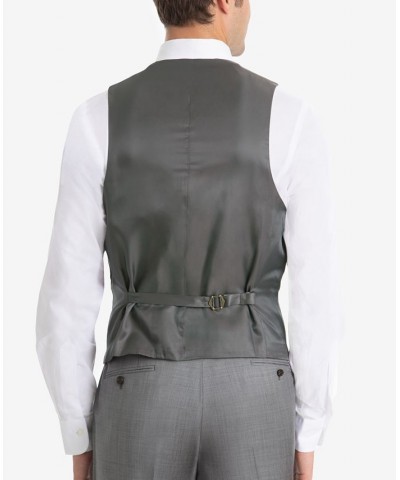 Men's UltraFlex Classic-Fit Light Grey Sharkskin Wool Vest $33.79 Suits