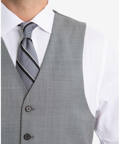 Men's UltraFlex Classic-Fit Light Grey Sharkskin Wool Vest $33.79 Suits