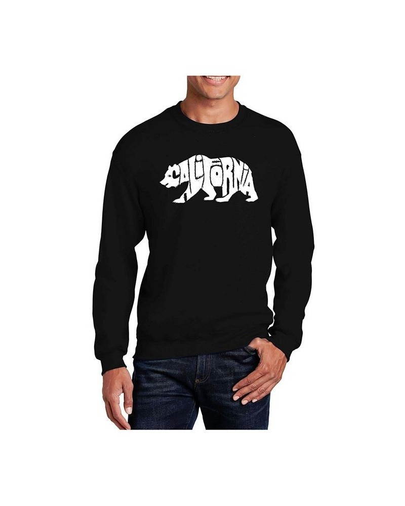 Men's Word Art California Bear Crewneck Sweatshirt Black $23.00 Sweatshirt