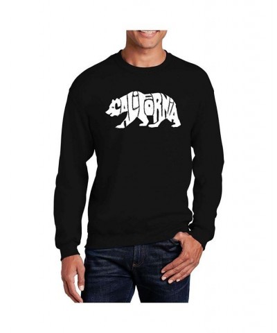 Men's Word Art California Bear Crewneck Sweatshirt Black $23.00 Sweatshirt