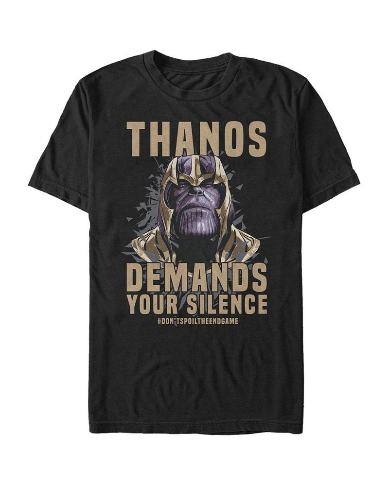 Marvel Men's Avengers Endgame Thanos Demands Silence, Short Sleeve T-shirt Black $20.64 T-Shirts