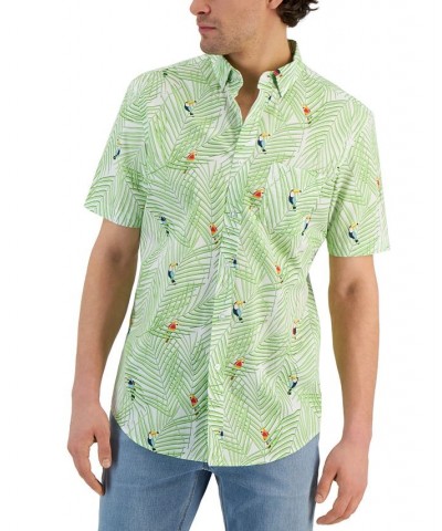 Men's Bird Palm Classic-Fit Tropical-Print Button-Down Poplin Shirt White $29.75 Shirts