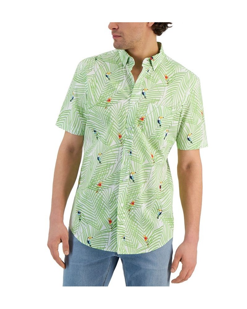 Men's Bird Palm Classic-Fit Tropical-Print Button-Down Poplin Shirt White $29.75 Shirts