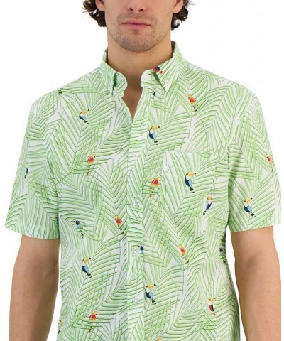 Men's Bird Palm Classic-Fit Tropical-Print Button-Down Poplin Shirt White $29.75 Shirts