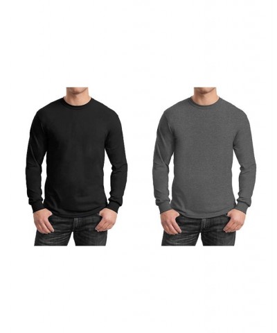 Men's 2-Pack Egyptian Cotton-Blend Long Sleeve Crew Neck Tee Black/Charcoal $21.00 T-Shirts