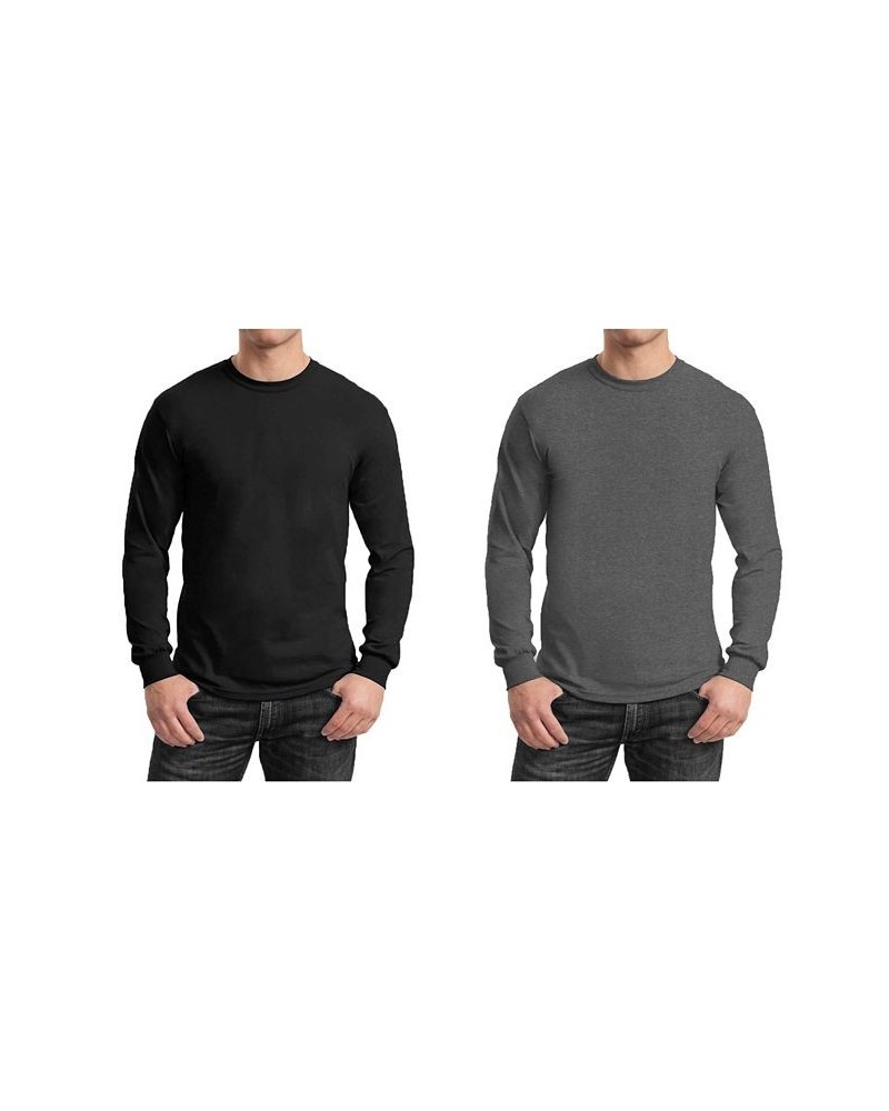 Men's 2-Pack Egyptian Cotton-Blend Long Sleeve Crew Neck Tee Black/Charcoal $21.00 T-Shirts