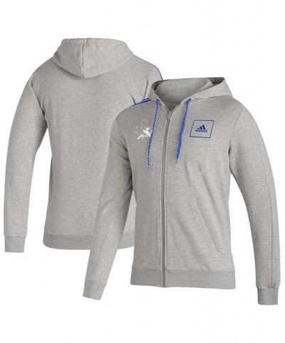 Men's Heathered Gray San Jose Sharks 3-Stripe Tape Full-Zip Track Jacket $40.55 Jackets