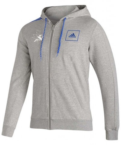 Men's Heathered Gray San Jose Sharks 3-Stripe Tape Full-Zip Track Jacket $40.55 Jackets