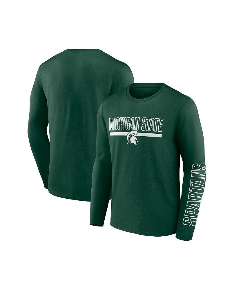 Men's Branded Green Michigan State Spartans Modern Two-Hit Long Sleeve T-shirt $22.05 T-Shirts