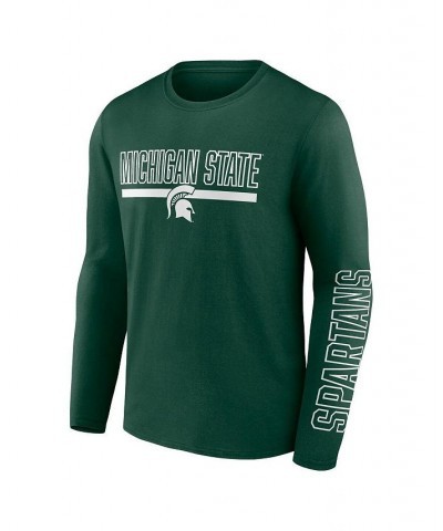 Men's Branded Green Michigan State Spartans Modern Two-Hit Long Sleeve T-shirt $22.05 T-Shirts