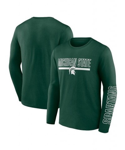 Men's Branded Green Michigan State Spartans Modern Two-Hit Long Sleeve T-shirt $22.05 T-Shirts