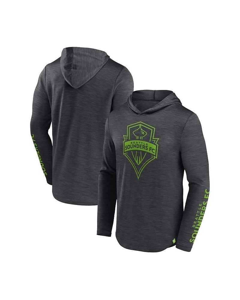 Men's Branded Charcoal Seattle Sounders FC First Period Space-Dye Pullover Hoodie $35.09 Sweatshirt