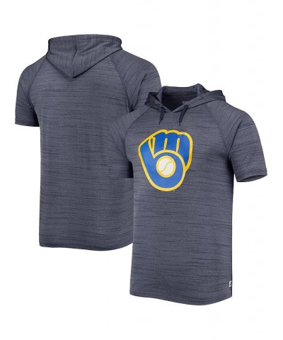 Men's Navy Milwaukee Brewers Raglan Hoodie T-shirt $30.59 T-Shirts