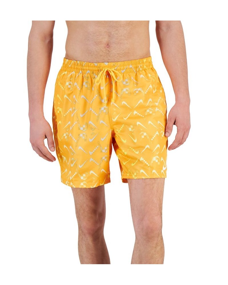 Men's Lap Digi Swoosh OmbrÉ Logo-Print 7" Swim Trunks Yellow $33.92 Swimsuits