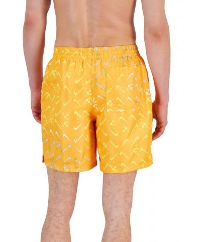 Men's Lap Digi Swoosh OmbrÉ Logo-Print 7" Swim Trunks Yellow $33.92 Swimsuits