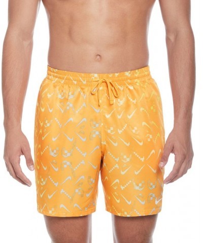 Men's Lap Digi Swoosh OmbrÉ Logo-Print 7" Swim Trunks Yellow $33.92 Swimsuits