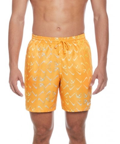 Men's Lap Digi Swoosh OmbrÉ Logo-Print 7" Swim Trunks Yellow $33.92 Swimsuits