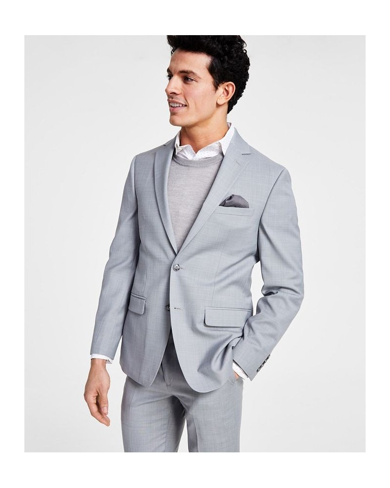 Men's Skinny-Fit Sharkskin Suit Jacket Gray $73.50 Suits