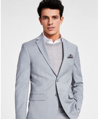 Men's Skinny-Fit Sharkskin Suit Jacket Gray $73.50 Suits