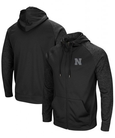 Men's Black Nebraska Huskers Blackout 3.0 Tonal Raglan Full-Zip Hoodie $34.50 Sweatshirt