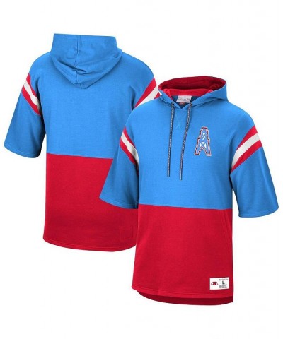 Men's Neon Light Blue, Red Houston Oilers Gridiron Classics Historic Logo Training Room Half-Sleeve Pullover Hoodie $37.95 Sw...