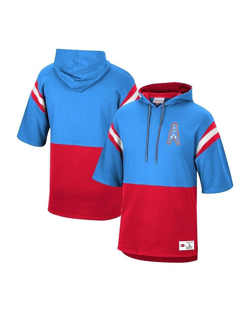 Men's Neon Light Blue, Red Houston Oilers Gridiron Classics Historic Logo Training Room Half-Sleeve Pullover Hoodie $37.95 Sw...