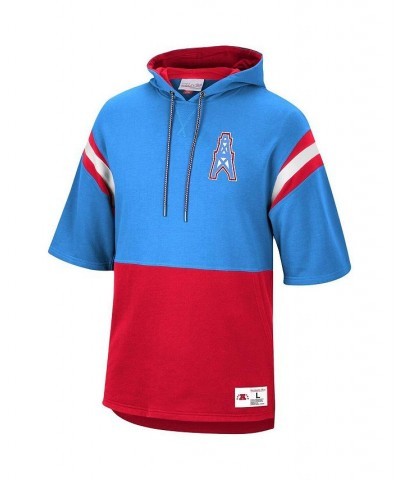 Men's Neon Light Blue, Red Houston Oilers Gridiron Classics Historic Logo Training Room Half-Sleeve Pullover Hoodie $37.95 Sw...